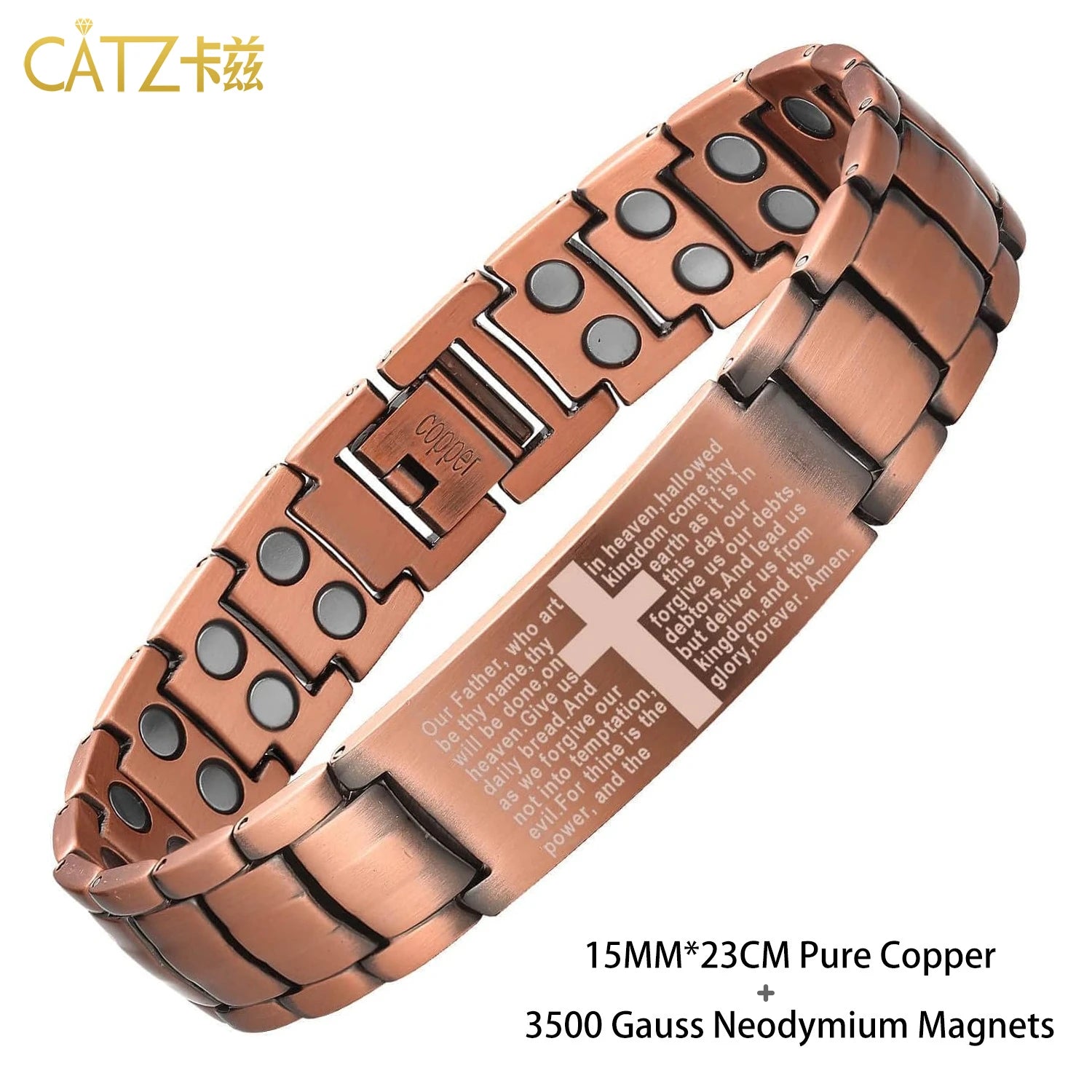 Men's Magnetic Bracelet with 99.99% Pure Copper Jewelry, Magnetic Field Therapy Jewelry and Eagle Pattern