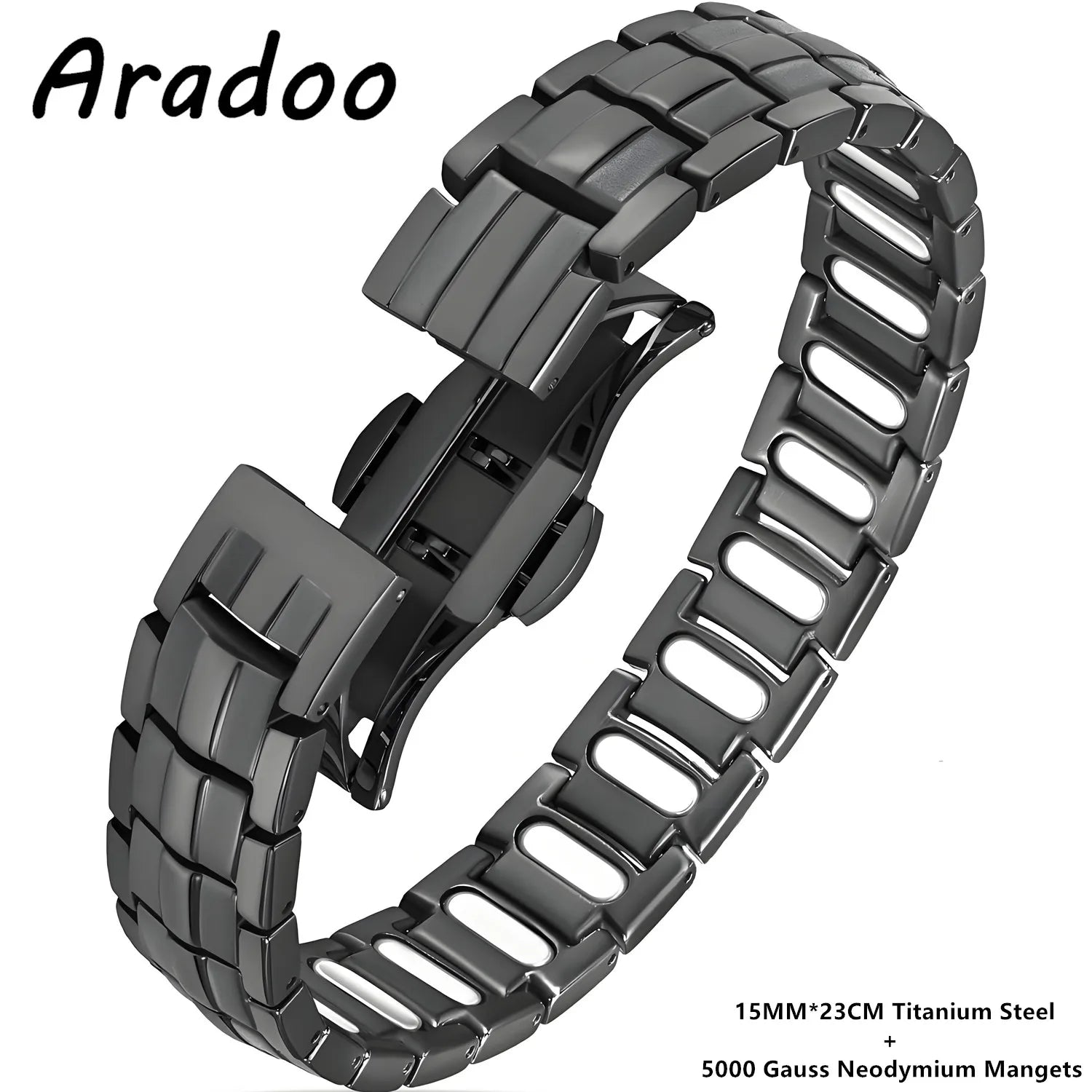 ARADOO Premium Copper Bracelet for Men with Strength 5000 Gauss Magnets Titanium Steel Wristband Jewelry Gifts