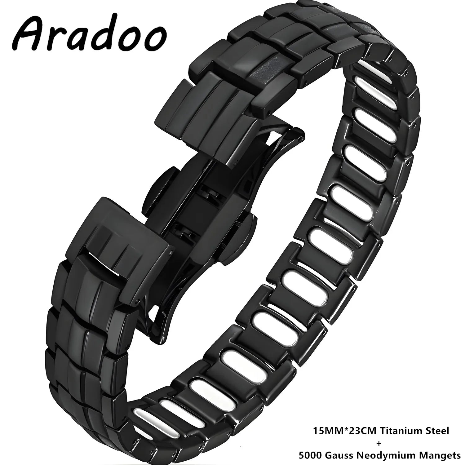 ARADOO Premium Copper Bracelet for Men with Strength 5000 Gauss Magnets Titanium Steel Wristband Jewelry Gifts