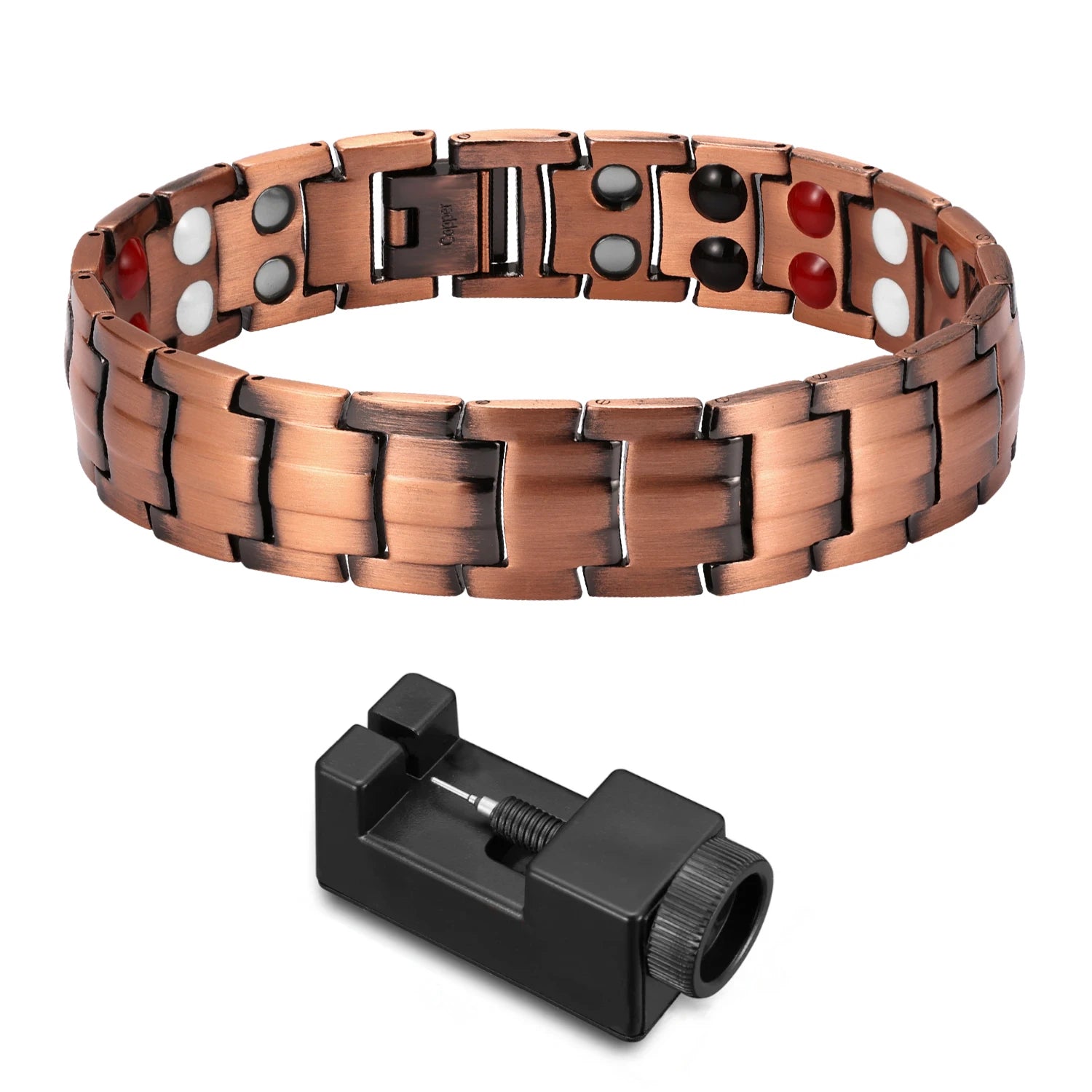 Pure Strength Copper Magnetic Bracelets for Men with Double Row Neodymium Magnets Adjustable Size Healing Bangle Couples Gifts