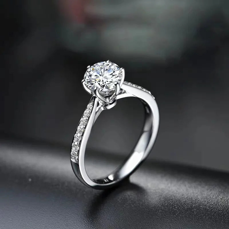 925 Sterling Silver Zircon Adjustable Ring for Women – Elegant Wedding Jewelry Gift