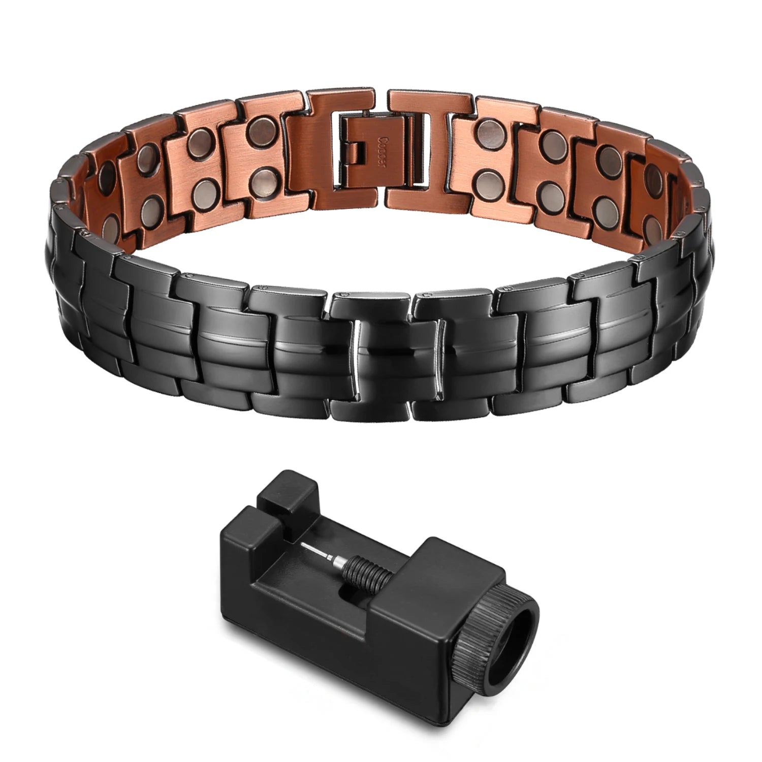 Pure Strength Copper Magnetic Bracelets for Men with Double Row Neodymium Magnets Adjustable Size Healing Bangle Couples Gifts