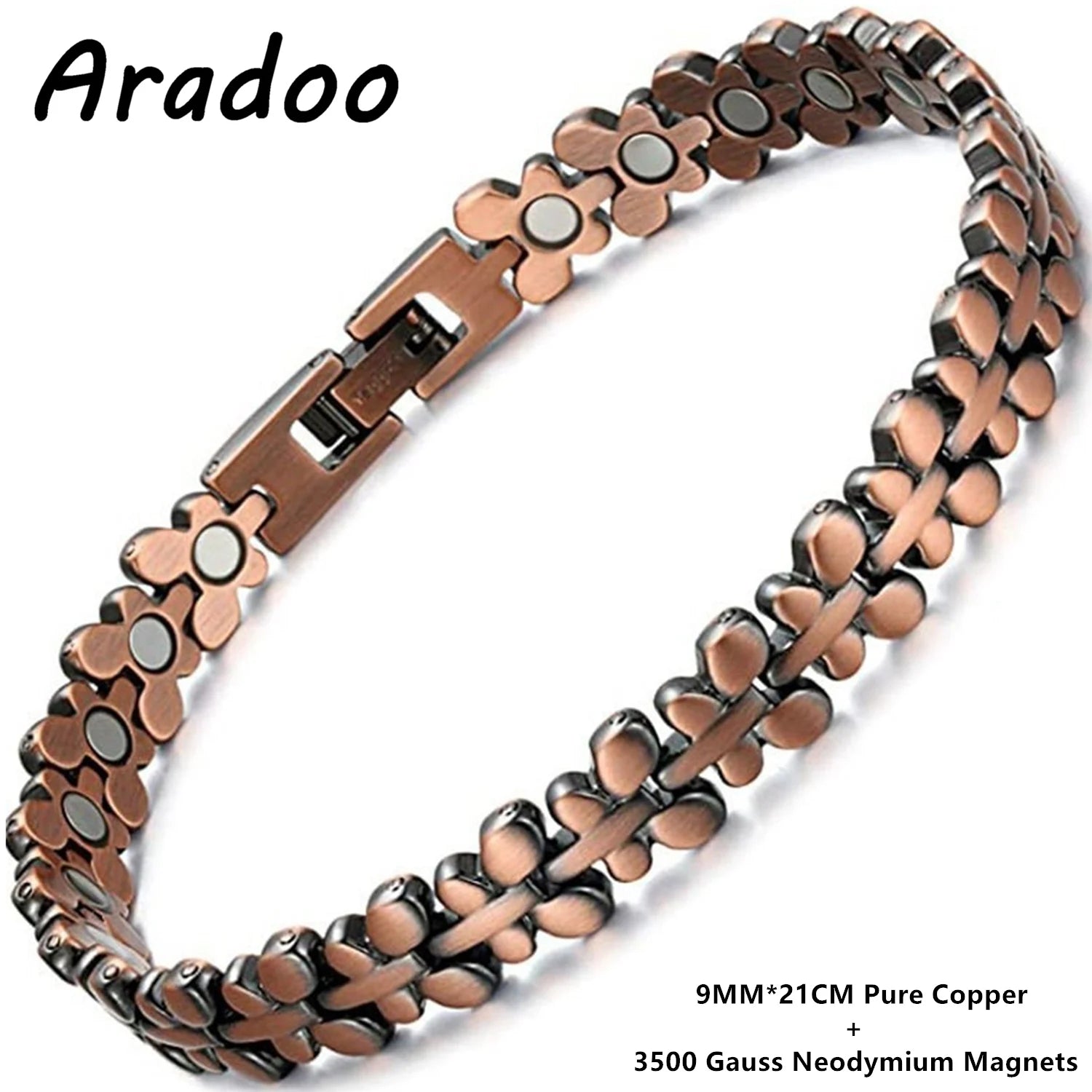 ARADOO Premium Copper Butterfly Bracelet for Women with 3500 Gauss Neodymium Magnetic Bracelet Jewelry Gifts