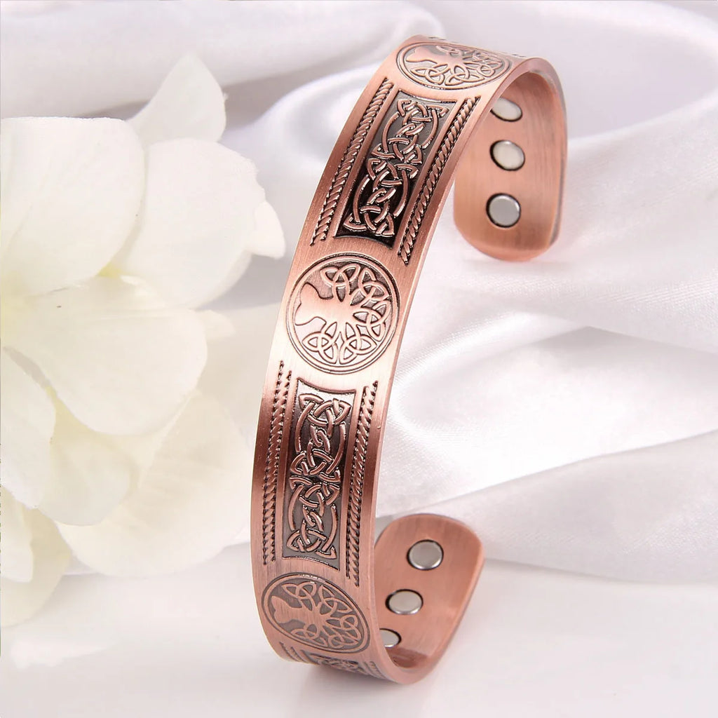 Copper Bracelet for Women Men Magnetic Bracelet with 3500 Gauss Ultra Strength Magnets 99.99% Solid Pure Copper Adjustable Cuff