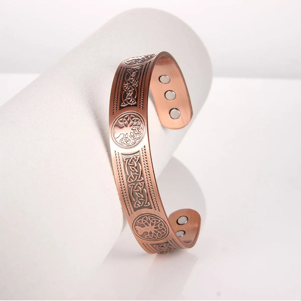 Copper Bracelet for Women Men Magnetic Bracelet with 3500 Gauss Ultra Strength Magnets 99.99% Solid Pure Copper Adjustable Cuff