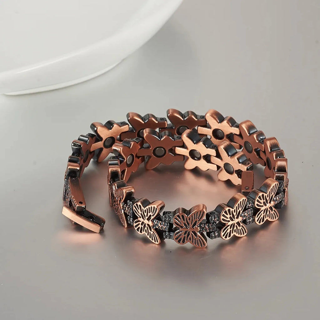 ARADOO Premium Copper Butterfly Bracelet for Women with 3500 Gauss Neodymium Magnetic Bracelet Jewelry Gifts