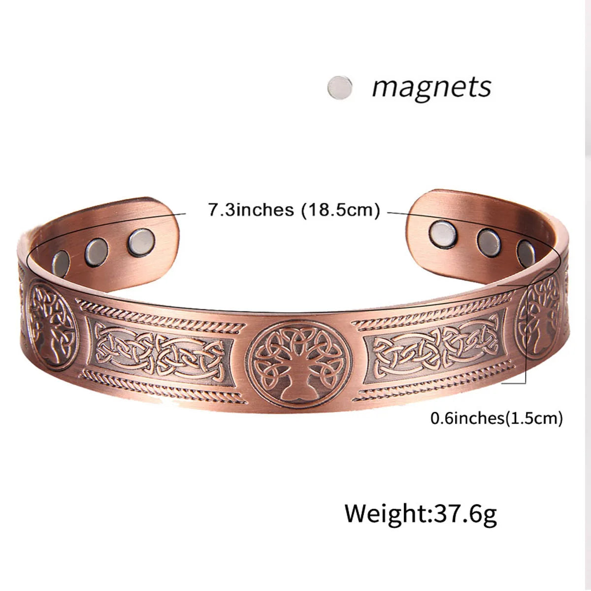 Copper Bracelet for Women Men Magnetic Bracelet with 3500 Gauss Ultra Strength Magnets 99.99% Solid Pure Copper Adjustable Cuff