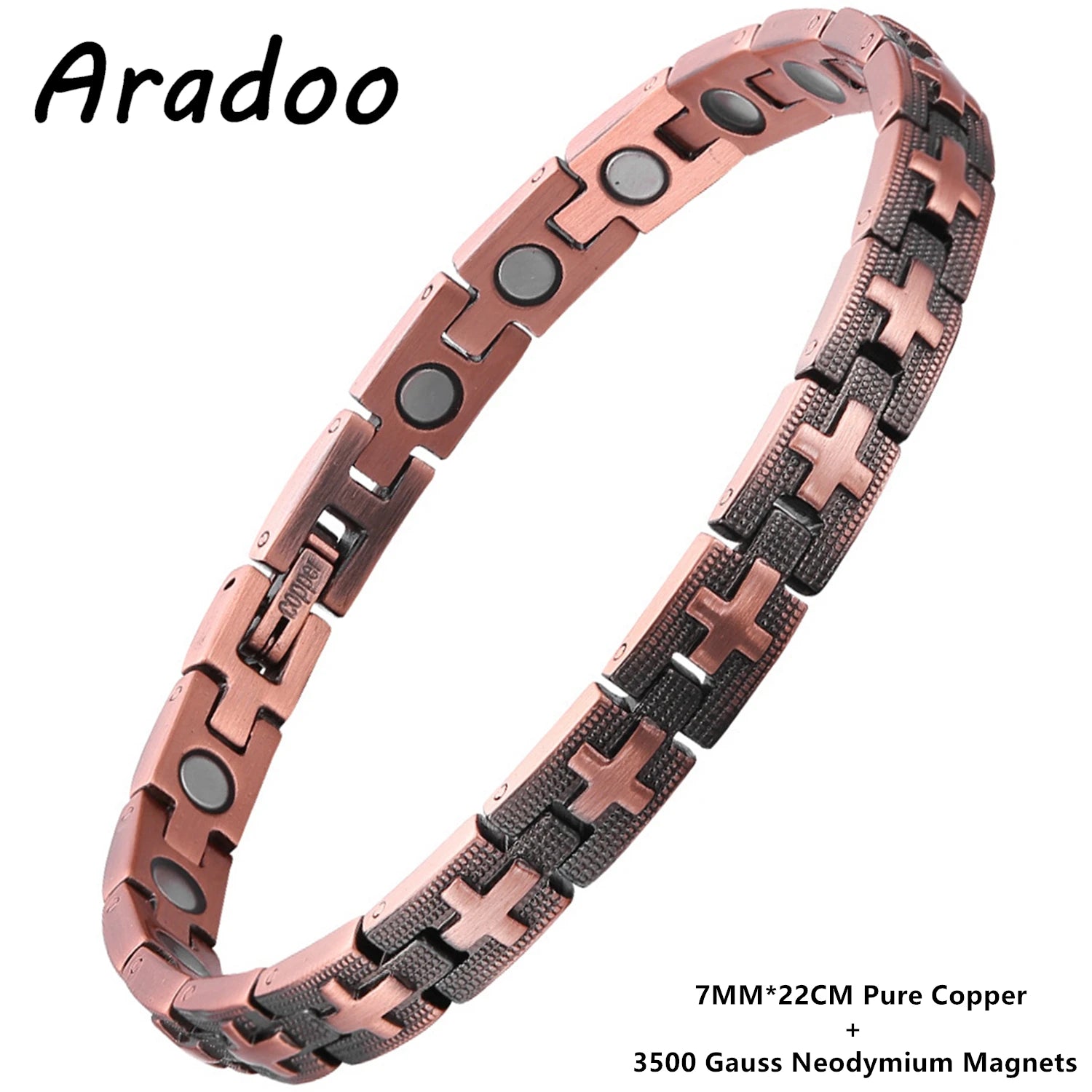 ARADOO Premium Pure Copper Bracelets For Women Love Heart Design Magnetic Wristband Jewelry Gifts