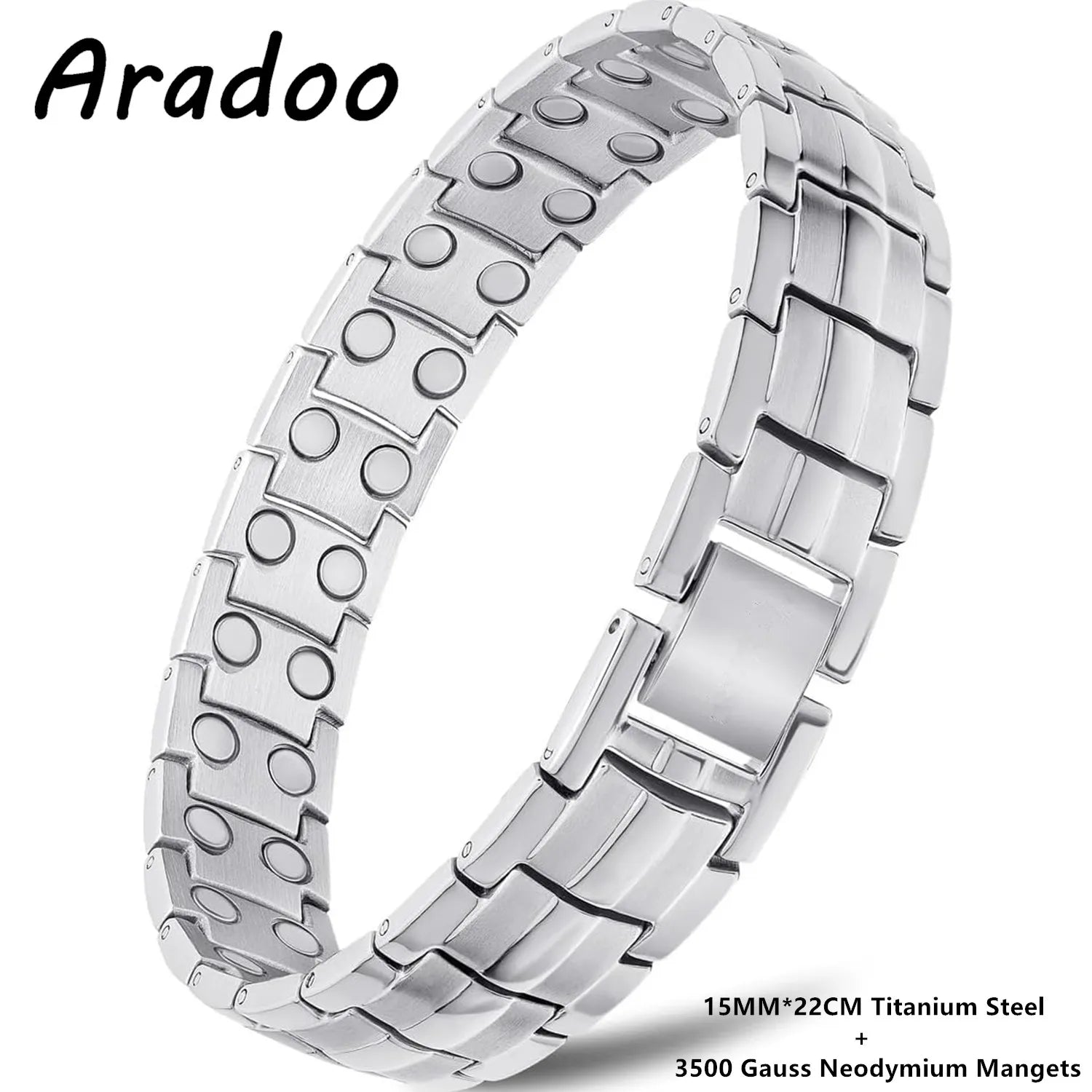 ARADOO Premium Copper Bracelet for Men with Strength 5000 Gauss Magnets Titanium Steel Wristband Jewelry Gifts