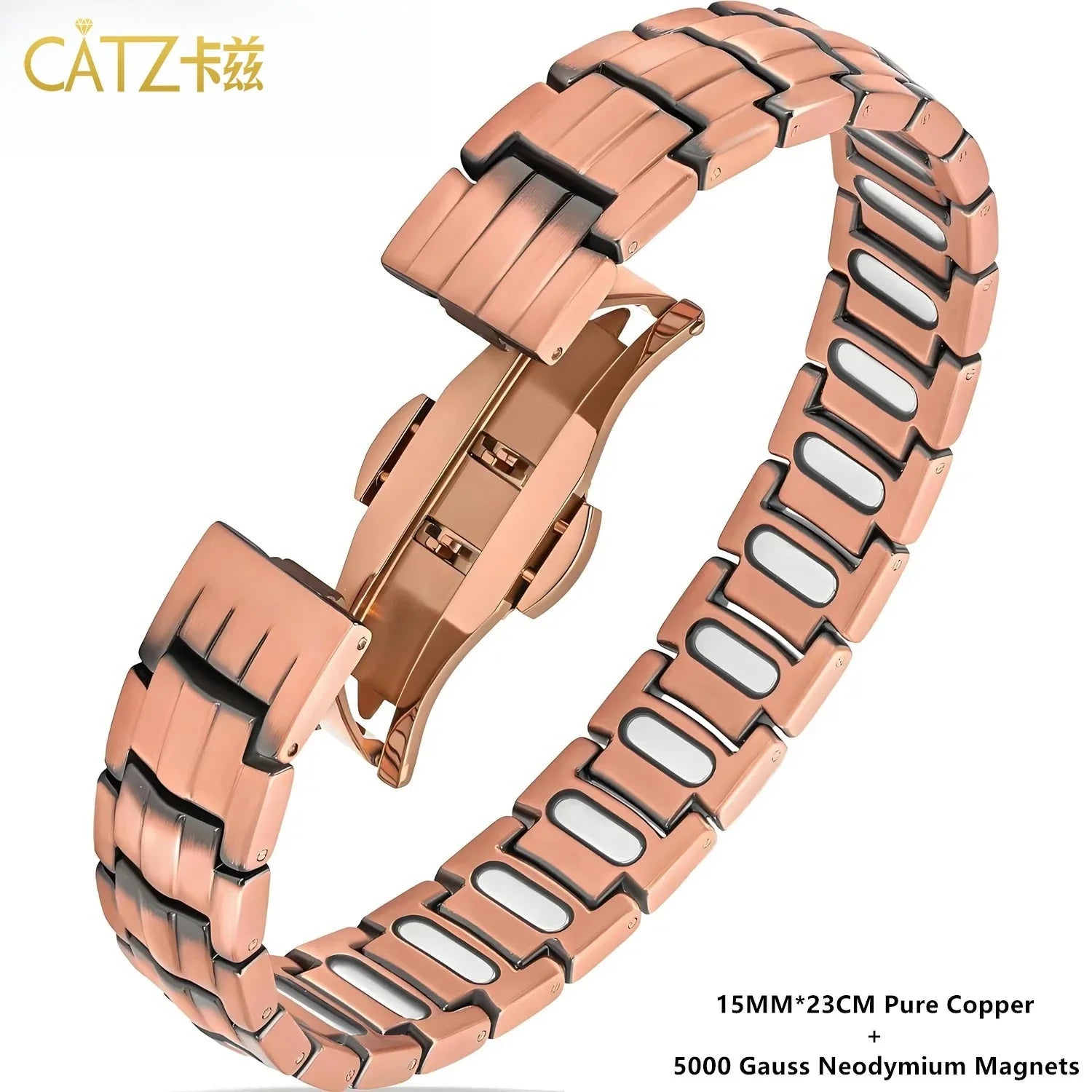 ARADOO Premium Copper Bracelet for Men – Energy Series 5000 Gauss Magnets Multi-Color Titanium Steel Wristband