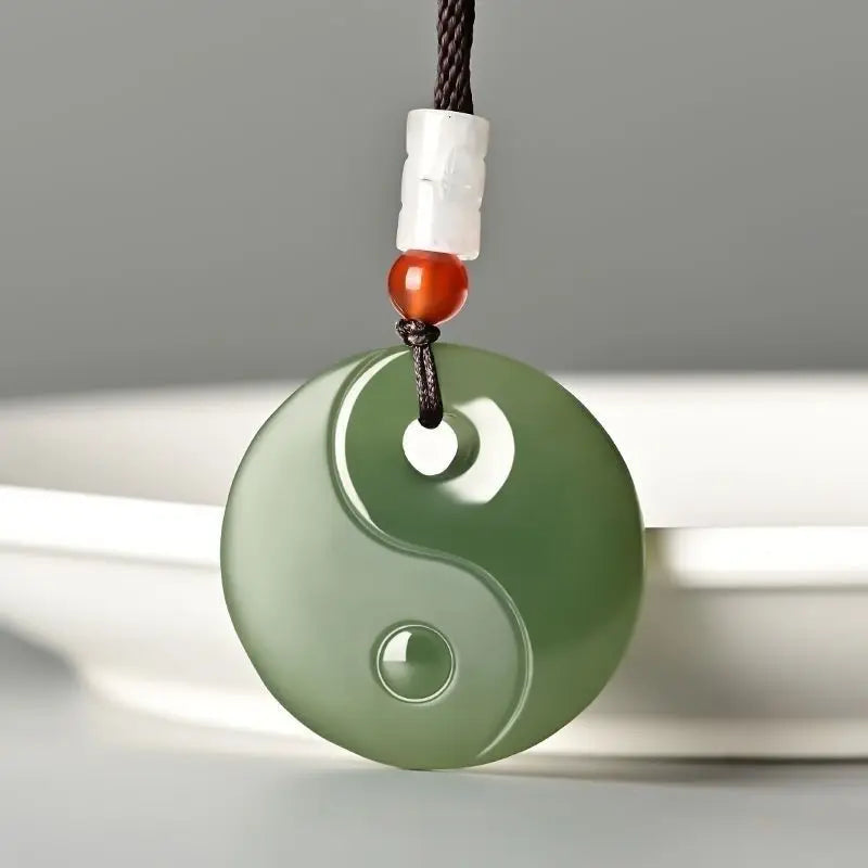 Natural Hotan Jade Tai Chi Bagua Pendant Necklace – Couples Fashion Jewelry