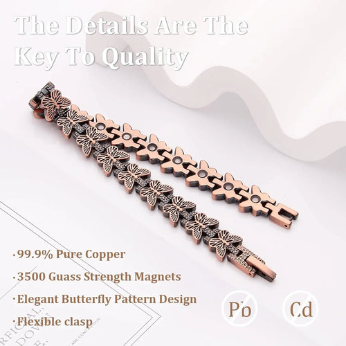 Copper Butterfly Magnetic Bracelet for Women – Elegant Jewelry Gift