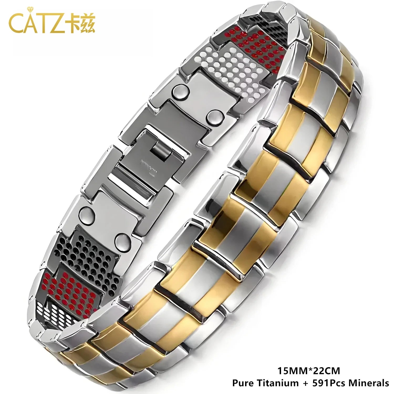 ARADOO Premium Copper Bracelet for Men – Energy Series 5000 Gauss Magnets Multi-Color Titanium Steel Wristband