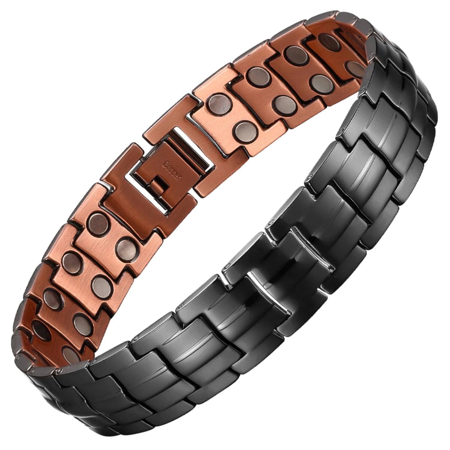 Pure Strength Copper Magnetic Bracelets for Men with Double Row Neodymium Magnets Adjustable Size Healing Bangle Couples Gifts