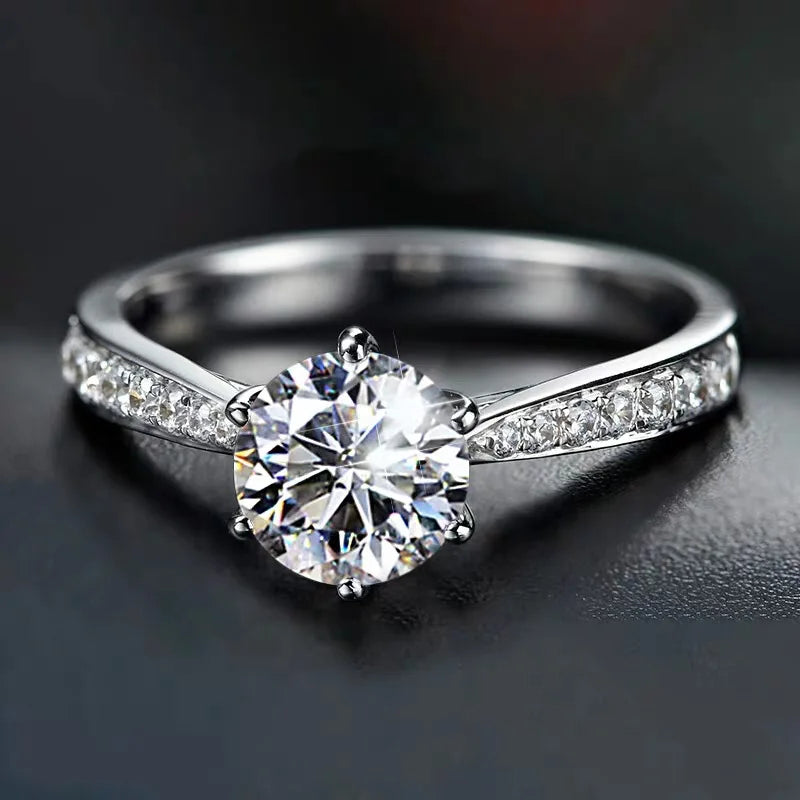 925 Sterling Silver Zircon Adjustable Ring for Women – Elegant Wedding Jewelry Gift