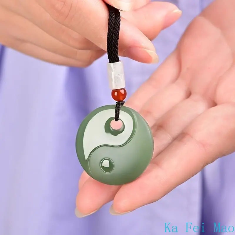 Natural Hotan Jade Tai Chi Bagua Pendant Necklace – Couples Fashion Jewelry