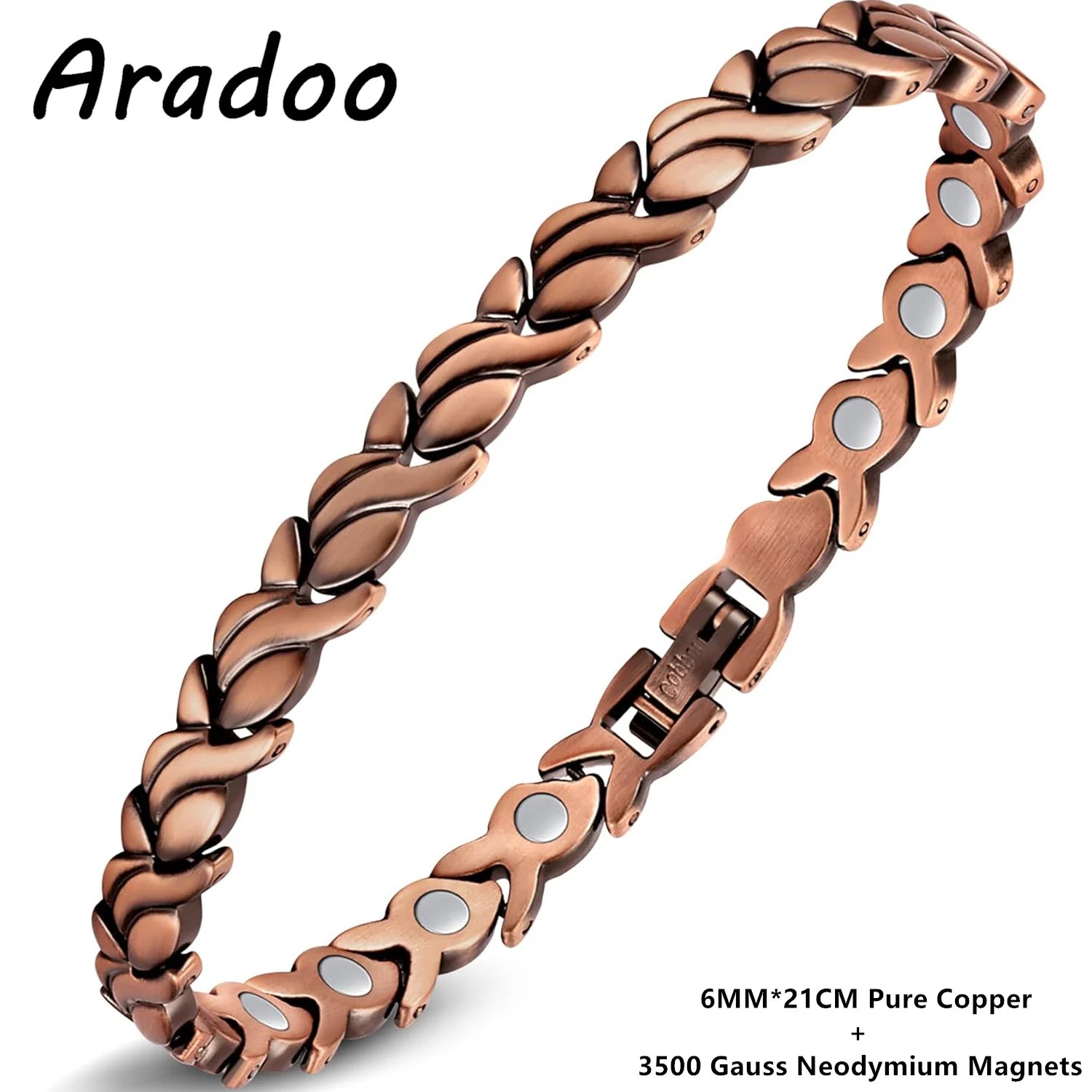 ARADOO Premium Pure Copper Bracelets For Women Love Heart Design Magnetic Wristband Jewelry Gifts