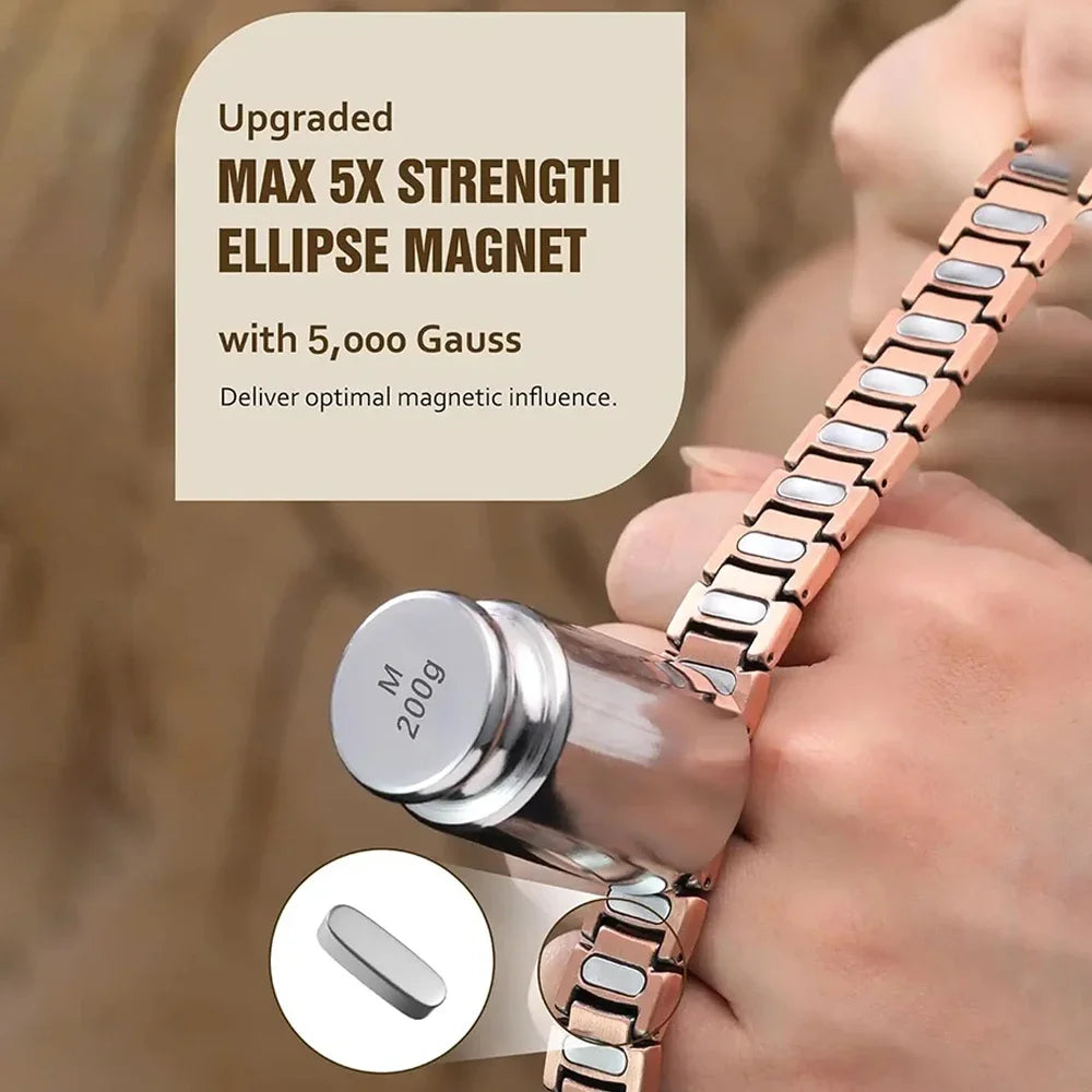ARADOO Premium Copper Bracelet for Men – Energy Series 5000 Gauss Magnets Multi-Color Titanium Steel Wristband