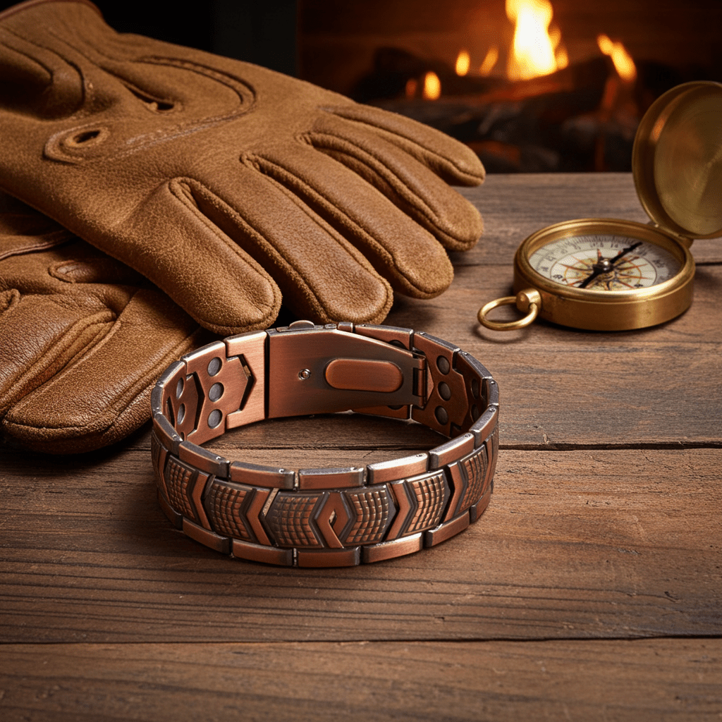 Antique Copper Shield Link Bracelet – Vintage Retro Wristband for Men - Craftopia