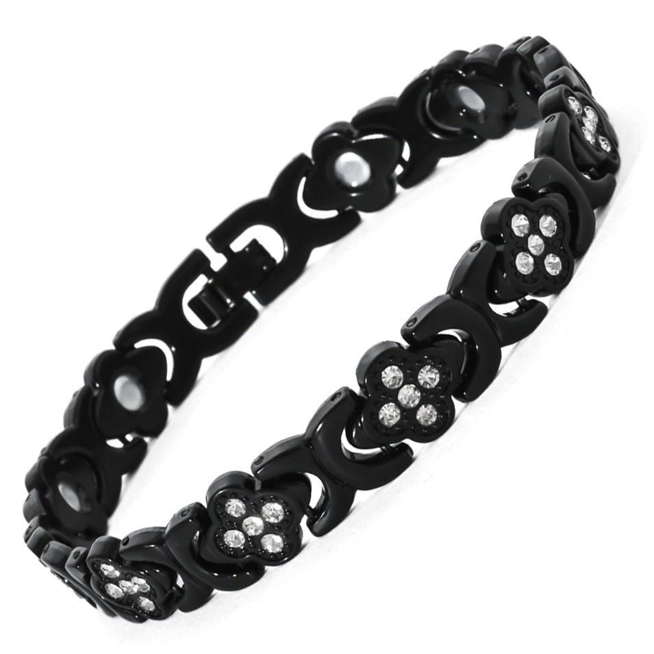 Clover Copper Bracelet for Women – Lightweight Alloy with Rhinestones - Craftopia