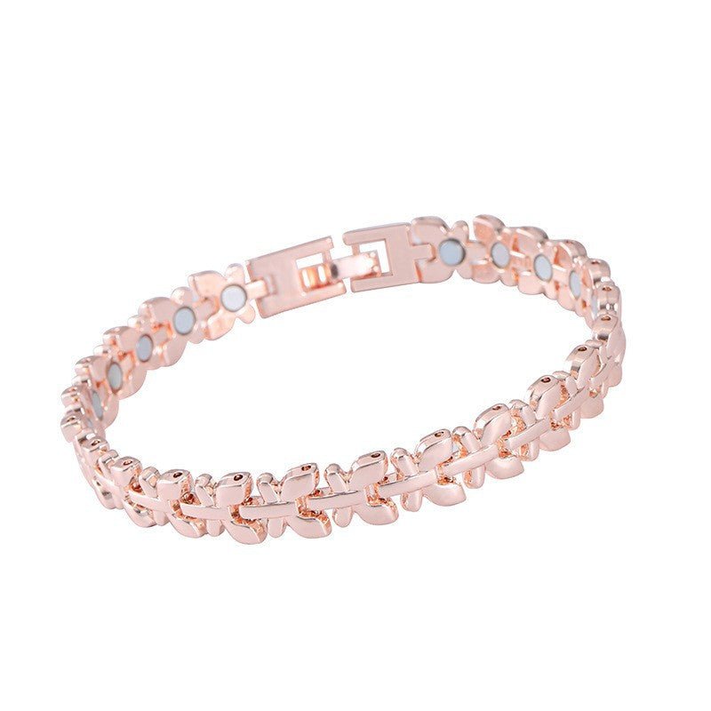 Clover Copper Bracelet for Women – Lightweight Alloy with Rhinestones - Craftopia
