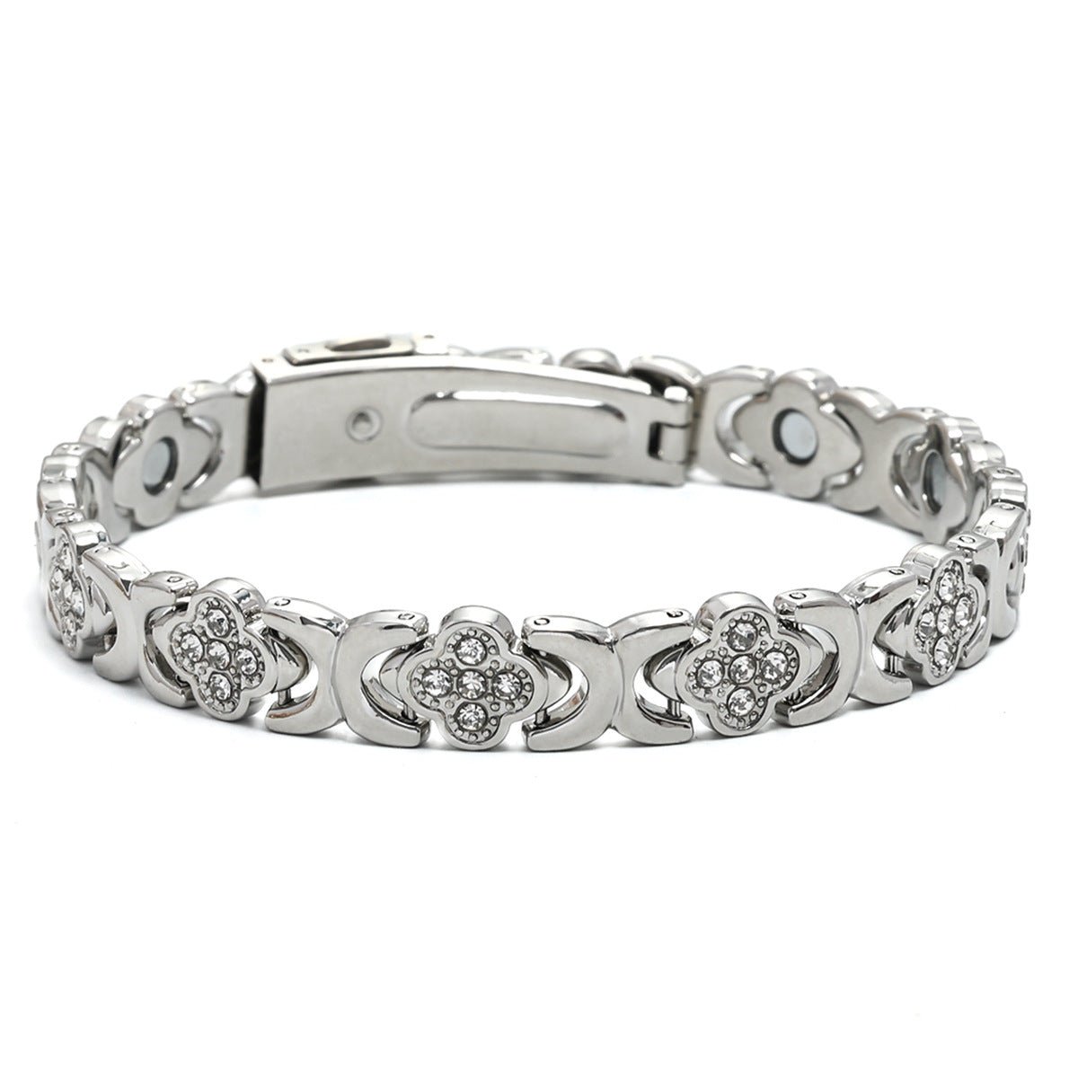 Clover Copper Bracelet for Women – Lightweight Alloy with Rhinestones - Craftopia