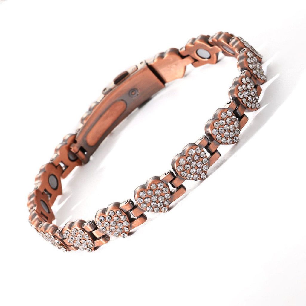 Clover Copper Bracelet for Women – Lightweight Alloy with Rhinestones - Craftopia