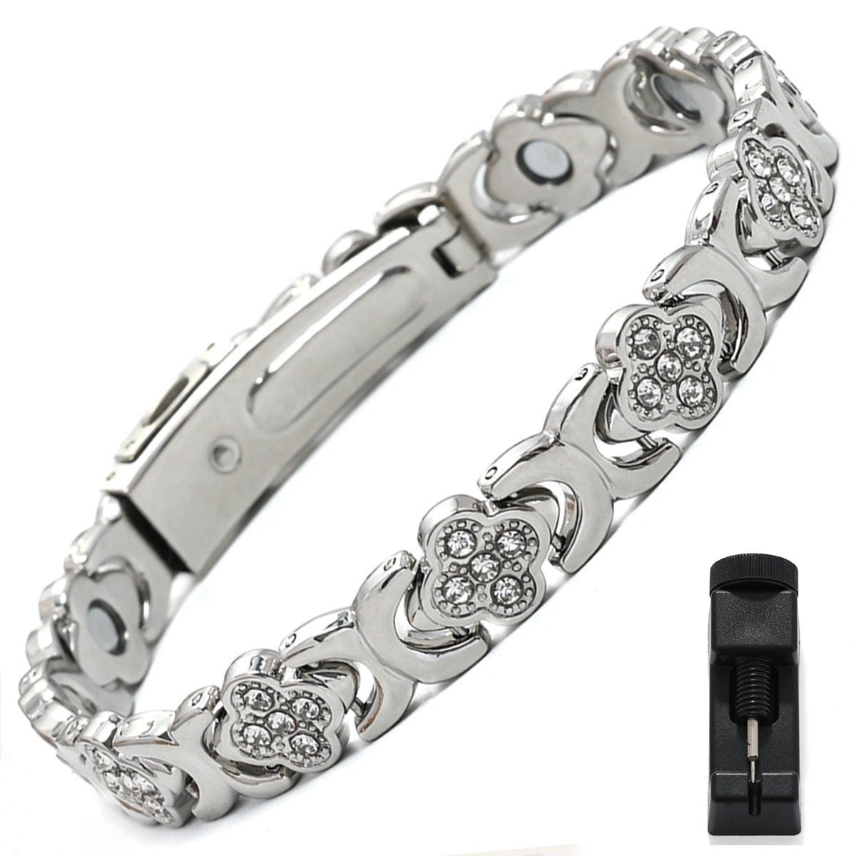 Clover Copper Bracelet for Women – Lightweight Alloy with Rhinestones - Craftopia