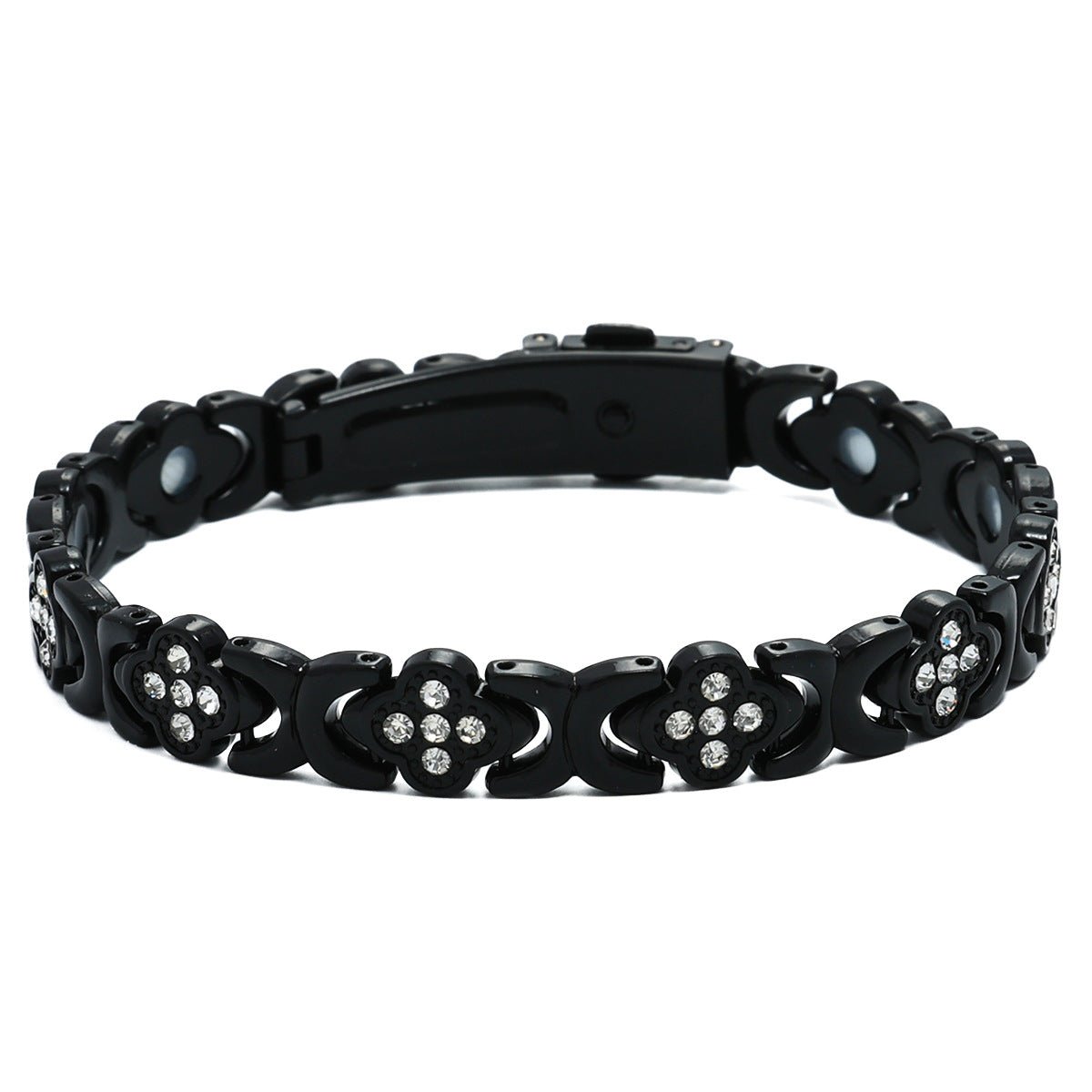 Clover Copper Bracelet for Women – Lightweight Alloy with Rhinestones - Craftopia