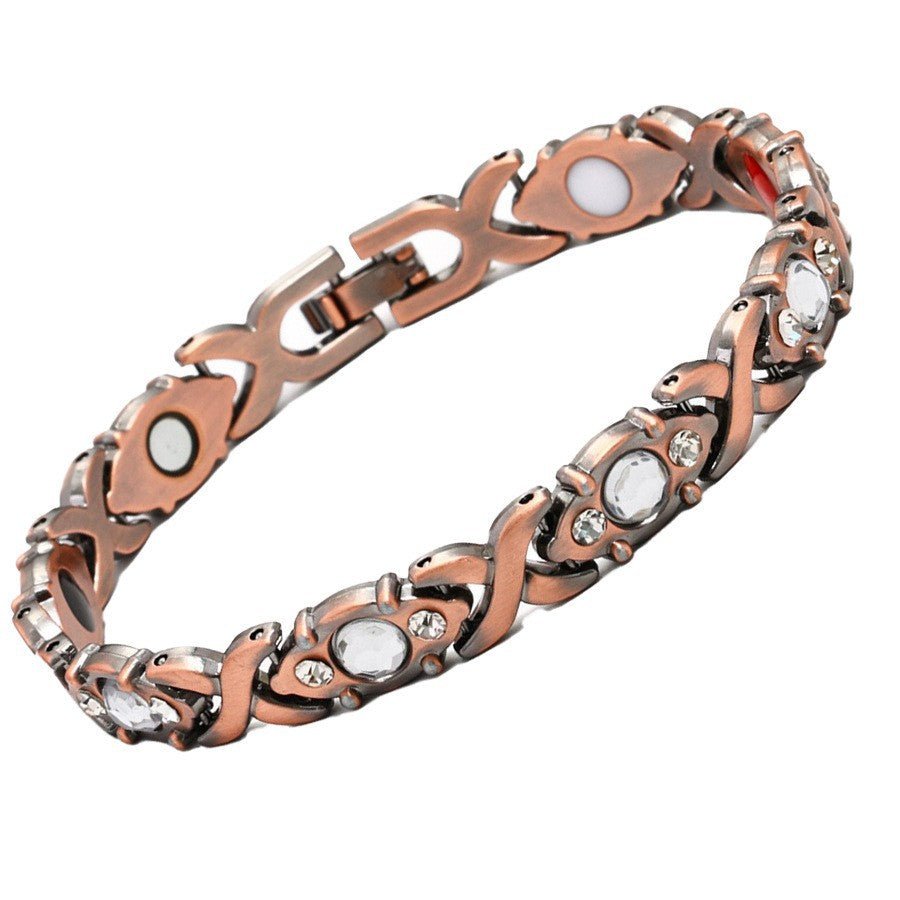 Clover Magnetic Bracelet for Women – Lightweight Alloy with Rhinestones - Craftopia