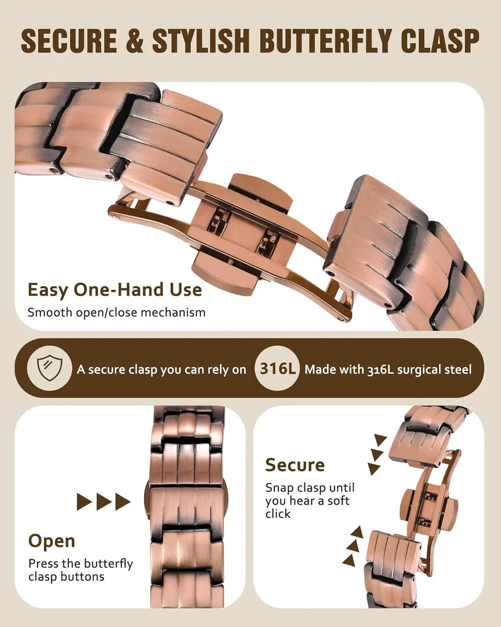 Copper Bracelet for Men – Titanium Steel Wristband Jewelry Gift - Craftopia