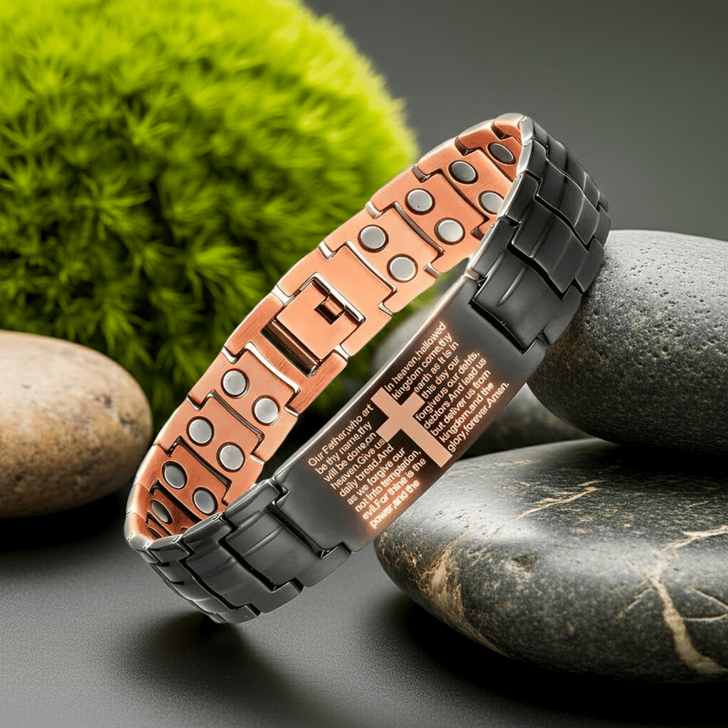 Copper Cross Magnetic Bracelet for Men – Adjustable Black Copper Jewelry - Craftopia
