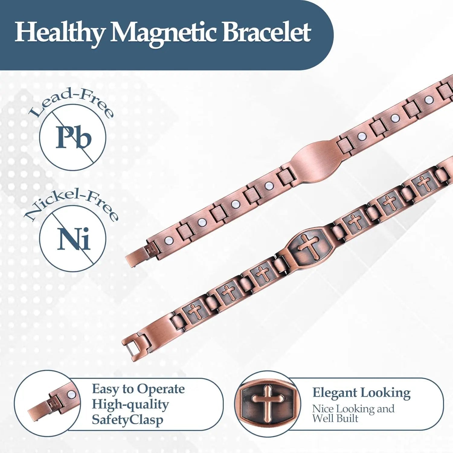 Cross Copper Magnetic Couple Bracelet – Valentine's Day Jewelry Gift - Craftopia