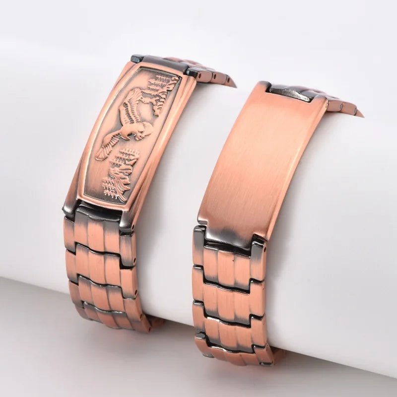 Eagle Double Row Copper Magnetic Bracelet – Red Copper Wristband for Men - Craftopia