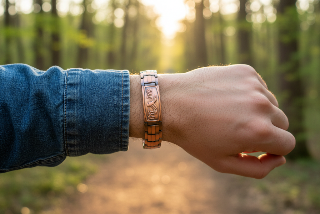 Eagle Double Row Copper Magnetic Bracelet – Red Copper Wristband for Men