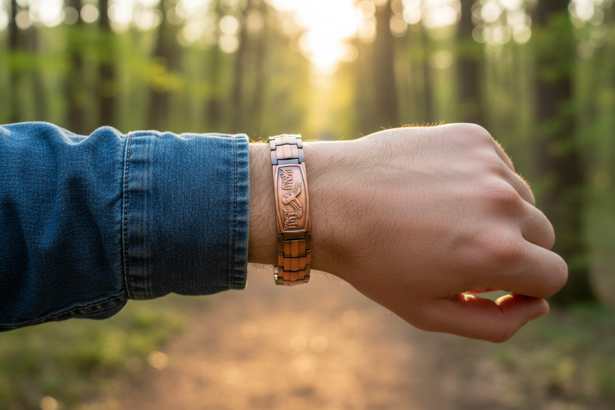 Eagle Double Row Copper Magnetic Bracelet – Red Copper Wristband for Men
