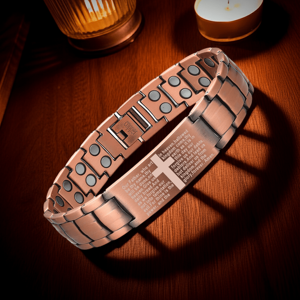 Lord's Prayer Copper Magnetic Bracelet – Laser Engraved Christian Jewelry Gift - Craftopia