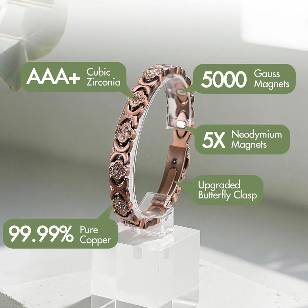Pure Copper Bracelet for Women – Elegant Cubic Zirconia Jewelry Gift - Craftopia