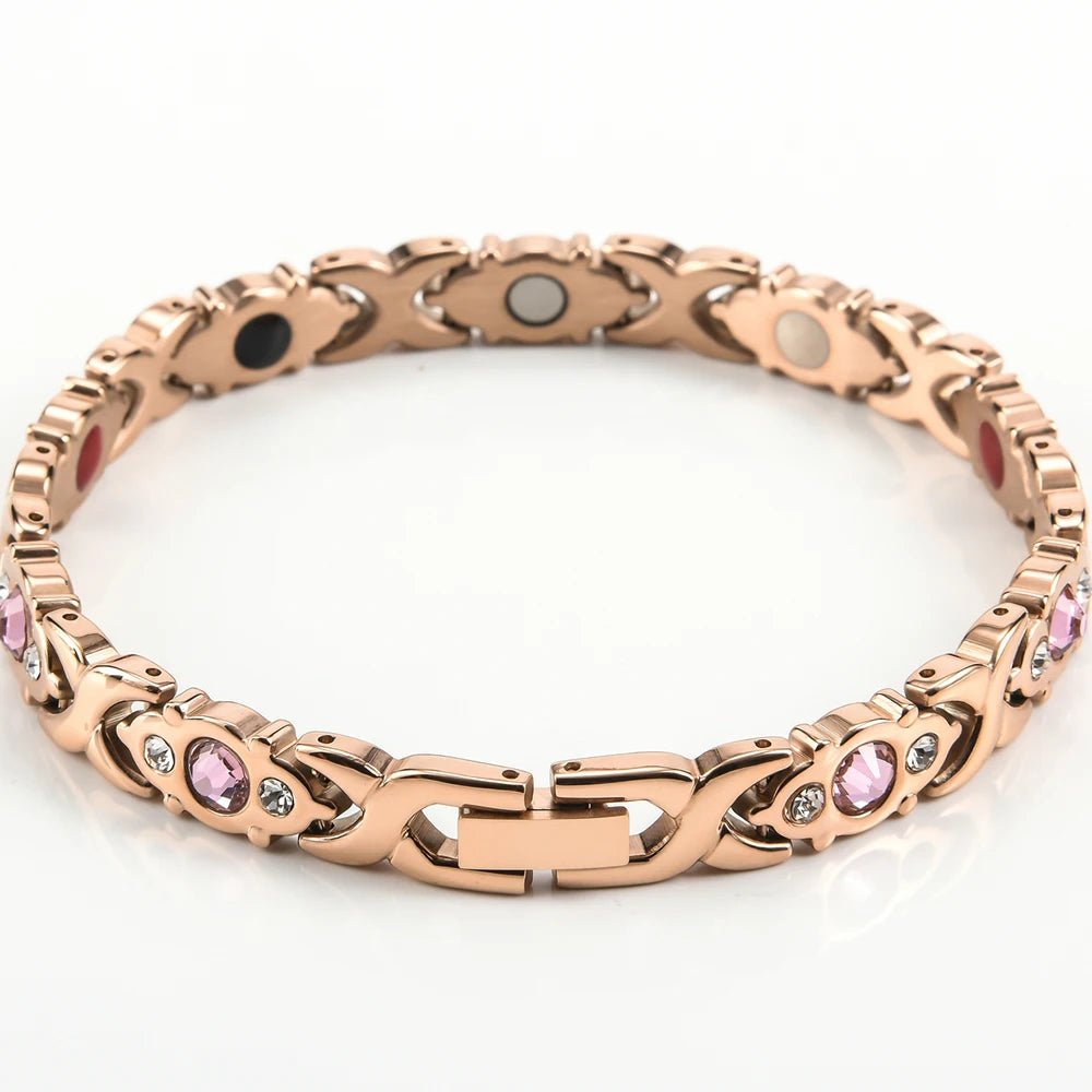 Rose Gold Stainless Steel Magnetic Bracelet for Women Men – Germanium Hematite Jewelry - Craftopia