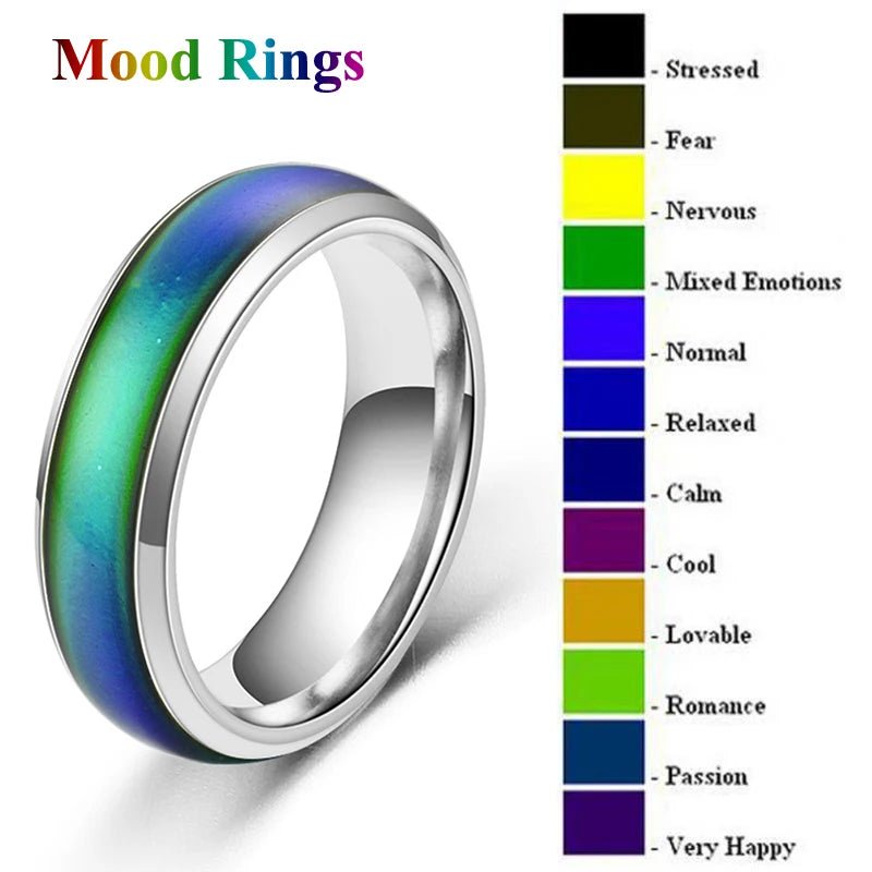Stainless Steel Color-Changing Mood Ring for Women Men – Couples Fashion Jewelry - Craftopia