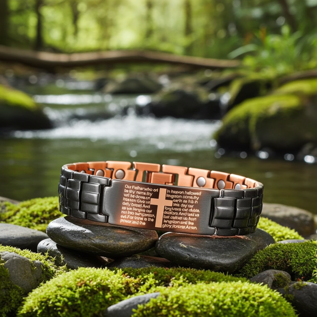 Copper Cross Magnetic Bracelet for Men – Adjustable Black Copper Jewelry