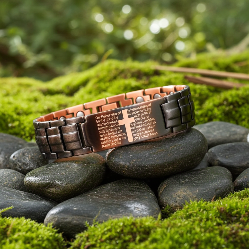 Copper Cross Magnetic Bracelet for Men – Adjustable Black Copper Jewelry