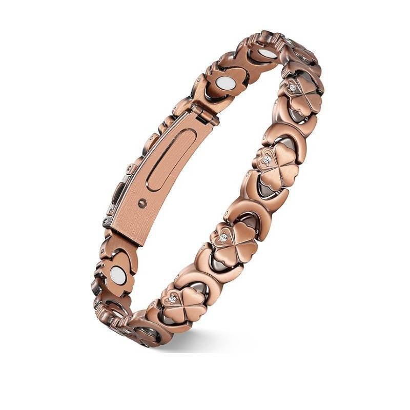 Rose Gold Magnetic Health Bracelet for Women – Vintage Clover Style